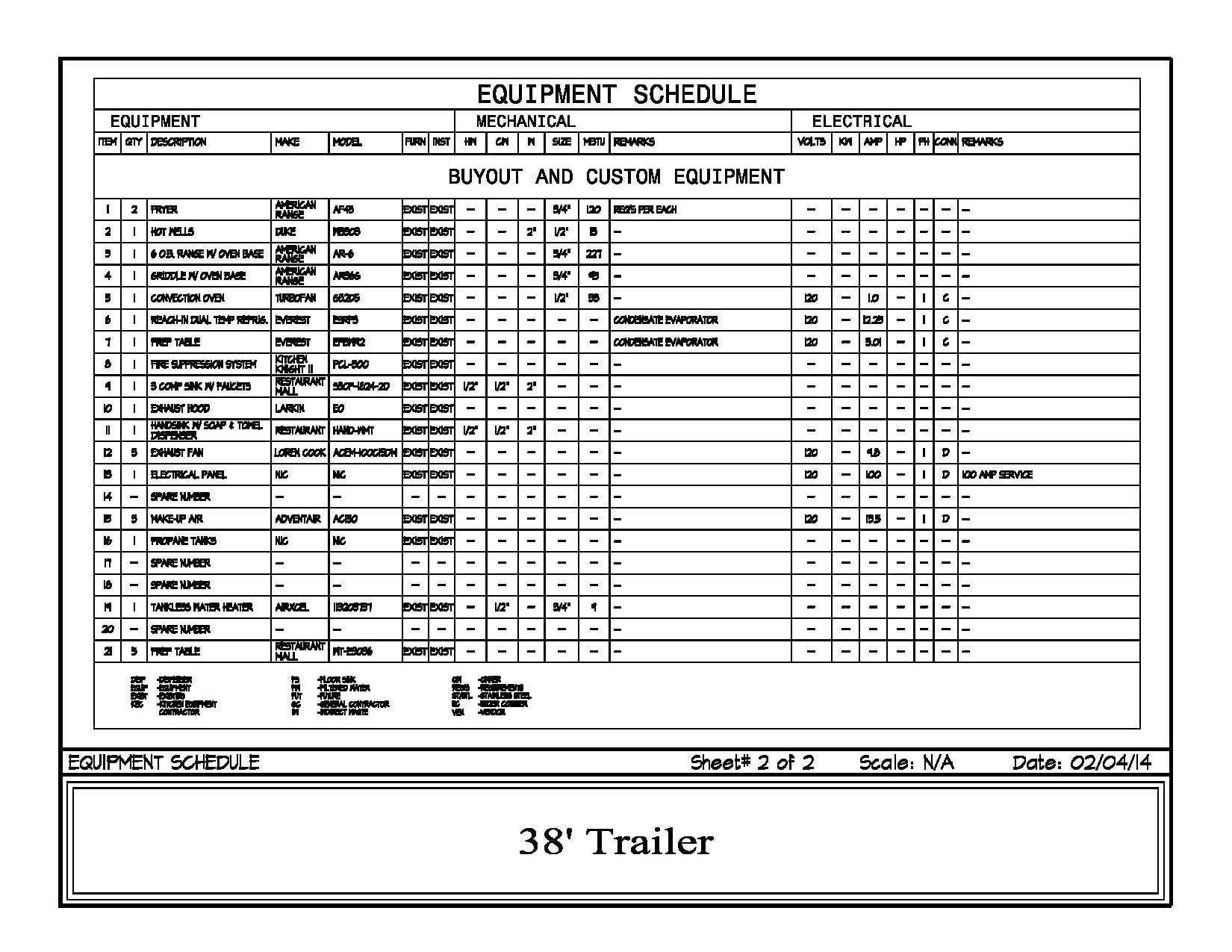 38 Foot Trailer Schedule