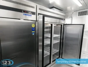 Portable refrigeration trailer supporting temporary kitchen rental operations